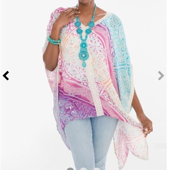 Chico's Flowy Poncho Top Sz Sm/Med - Picture 11 of 11